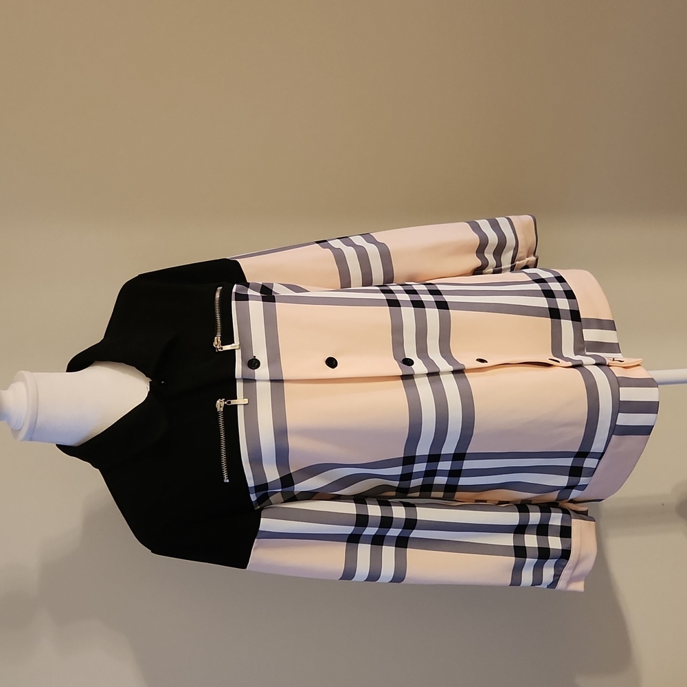 CBR Black and Blush Plaid Button-Down Shirt